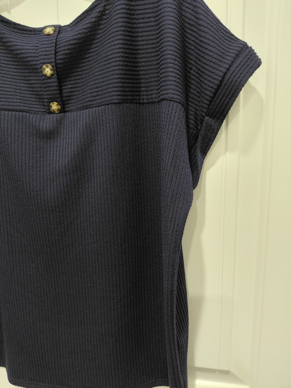 Navy Short Sleeve Ribbed Tee #0725 - Picture 8 of 9